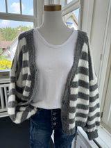 Strickjacke gestreift grau