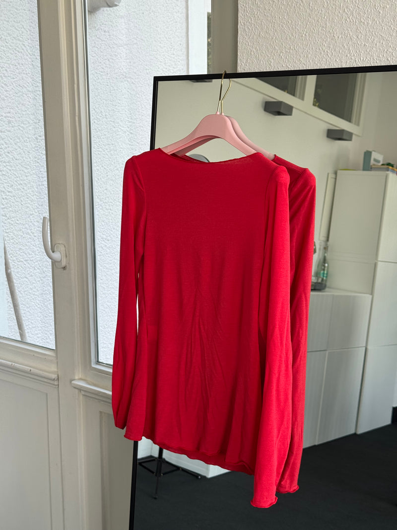 Cashmere-Shirt – Eng geschnitten – Dünner, elastischer Stoff – One Size rot