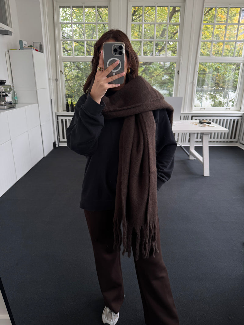!!!launch SAMSTAG!!!!Super Soft Oversize-Schal mit Fransen – Braun