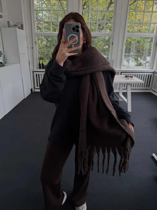 !!!launch SAMSTAG!!!!Super Soft Oversize-Schal mit Fransen – Braun