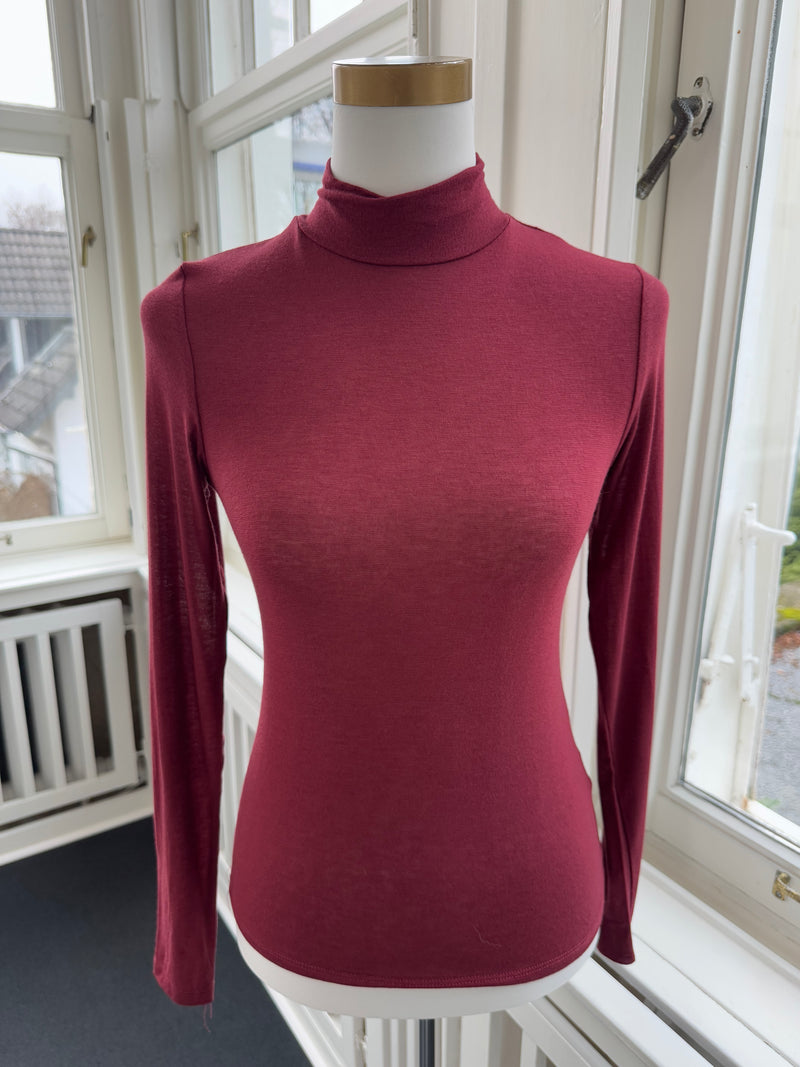 Shirt Cashmere Stehkragen bordo fine glatt