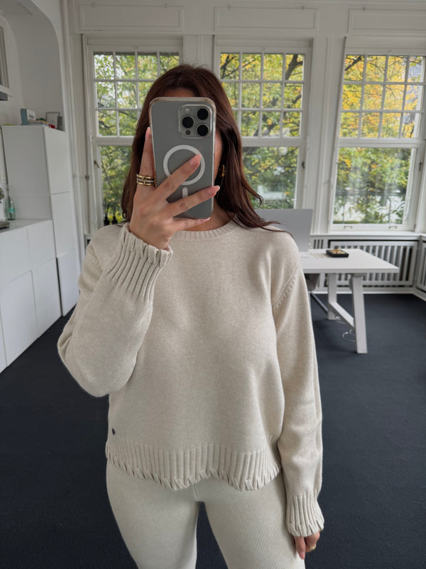 Pullover mit Zopfdetails – Soft Touch, One Size beige