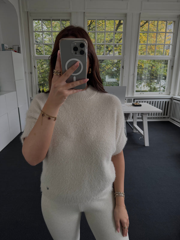 Flauschiger Pullover mit Halbarm – Soft Touch, One Size beige