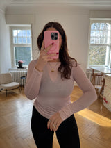 Gepunktetes Kaschmir-Shirt – Weiches Feinstrick Basic mit Stretchanteil rosa/babyblau