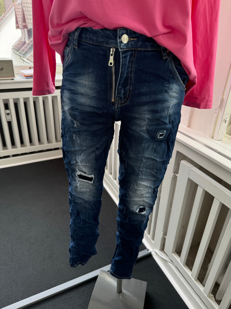 Jeans zerissen mit Reisverschluss limited dark blue