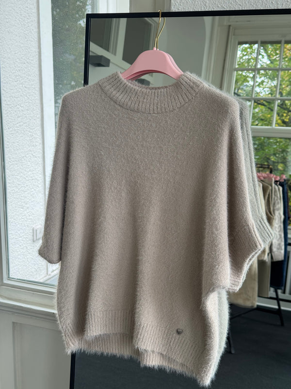 Flauschiger Pullover mit Halbarm – Soft Touch, One Size taupe