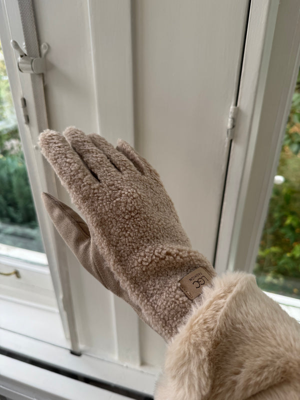 Plüsch-Handschuhe One Size – superweich & mit Touchscreen-Funktion beige