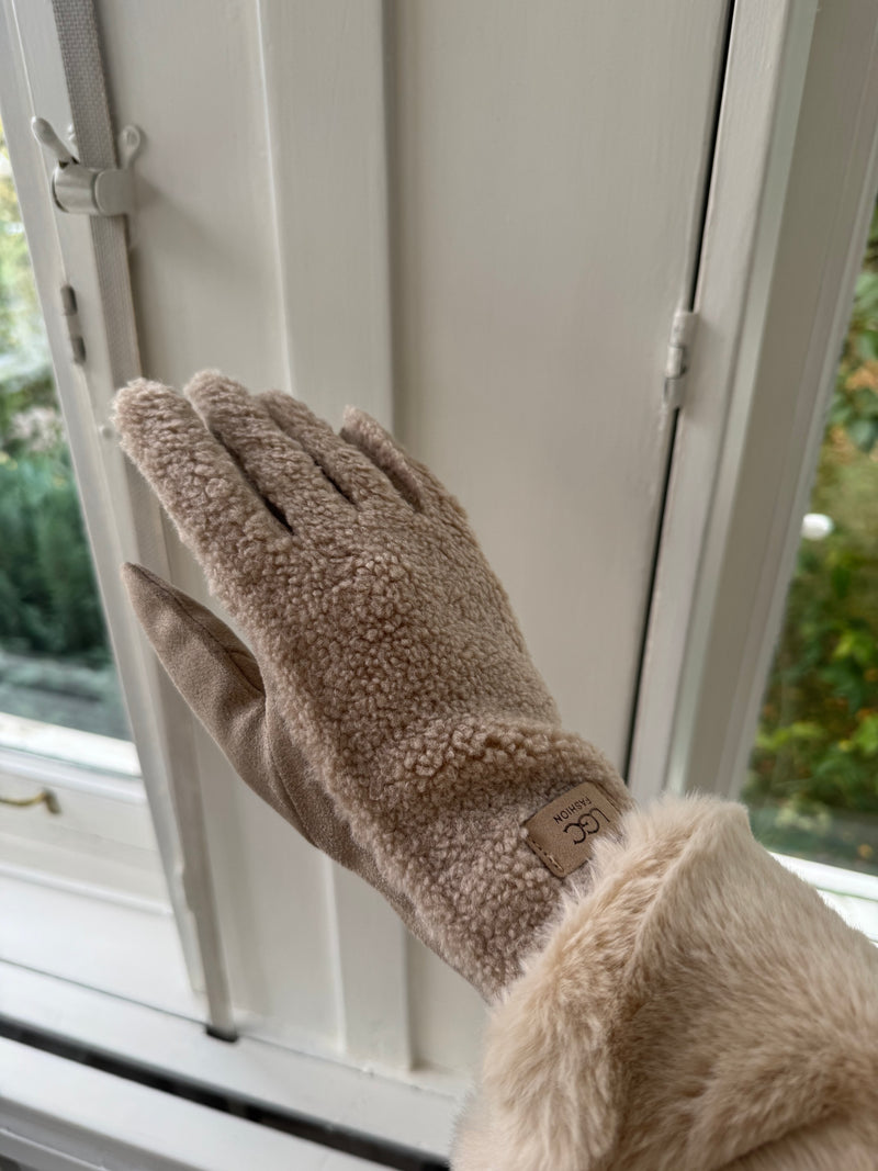 Plüsch-Handschuhe One Size – superweich & mit Touchscreen-Funktion beige
