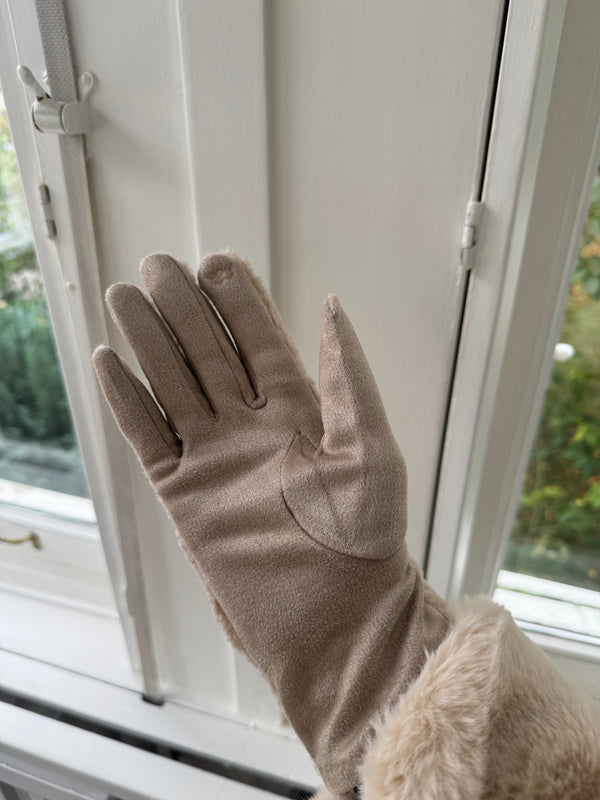 Plüsch-Handschuhe One Size – superweich & mit Touchscreen-Funktion beige