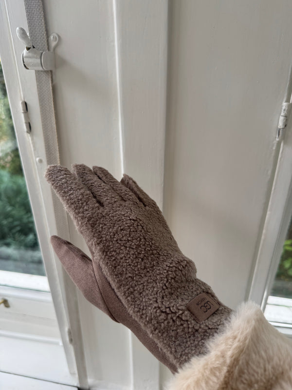 Plüsch-Handschuhe One Size – superweich & mit Touchscreen-Funktion taupe