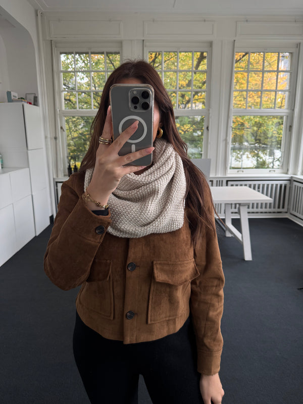 Leichter Dreiecksschal – Herbstschal mit Alpaka & Wolle, kratzt nicht beige