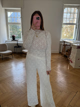 Elegante Spitzenhose mit Gummibund – Lockeres Bein (Gr. 36–40) weiß