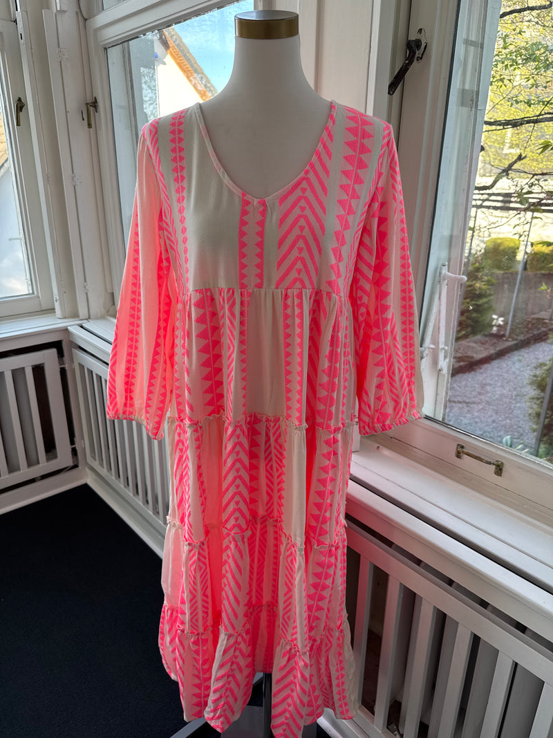 Kleid must have lang mit V-Ausschnitt pink
