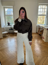 Elegante Spitzenhose mit Gummibund – Lockeres Bein (Gr. 36–40) weiß