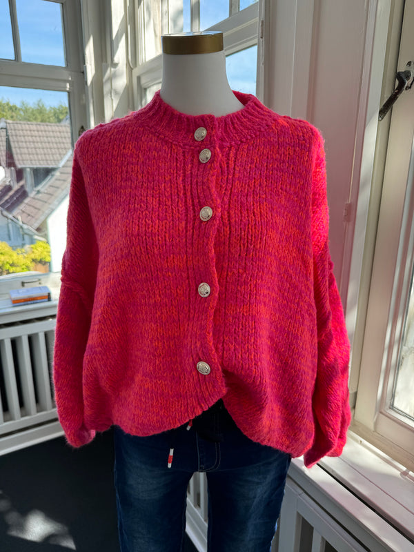 Strickjacke short ballonärmel orange/pink