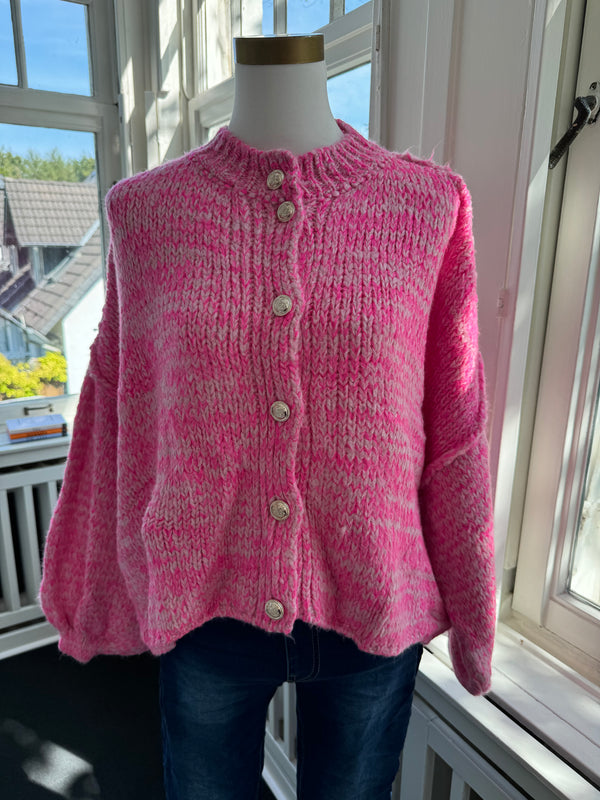 Strickjacke short ballonärmel pink