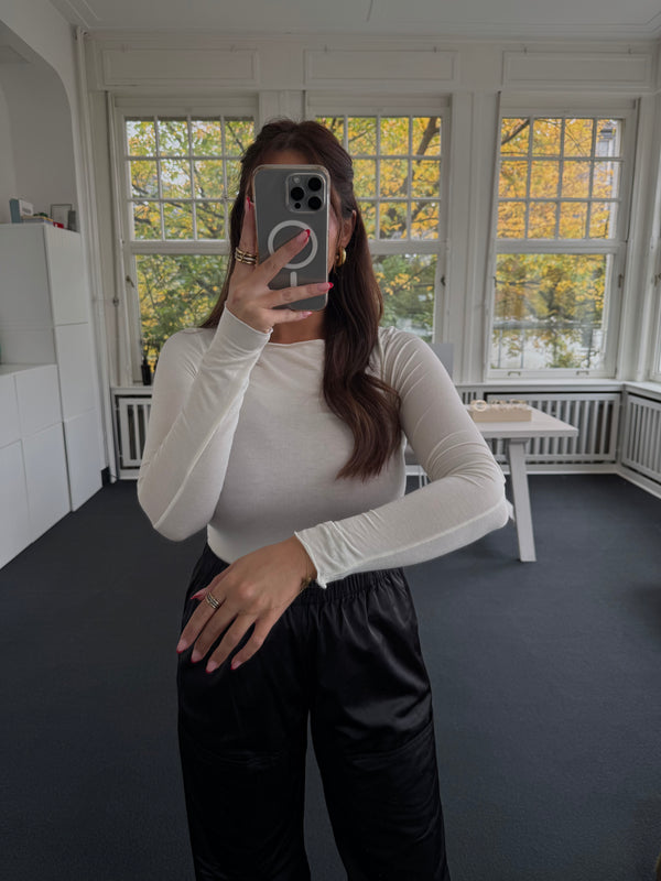 Figurbetontes Kaschmir-Shirt – One Size – Weicher Stretchstoff  creme