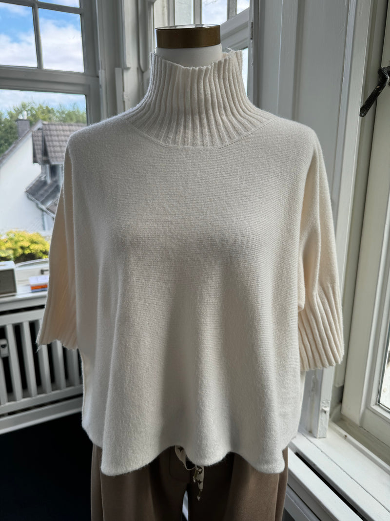 Strickoberteil bestseller basic Stehkragen creme