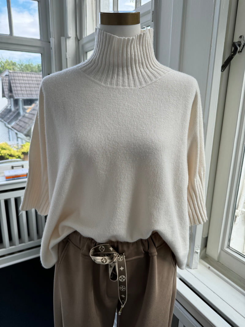 Strickoberteil bestseller basic Stehkragen creme