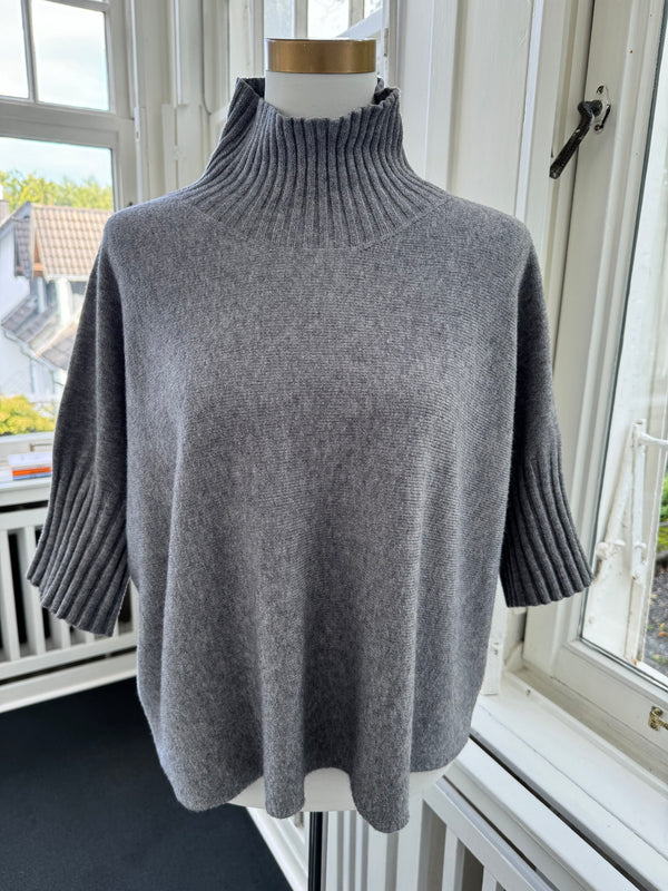 Strickoberteil bestseller basic Stehkragen grau