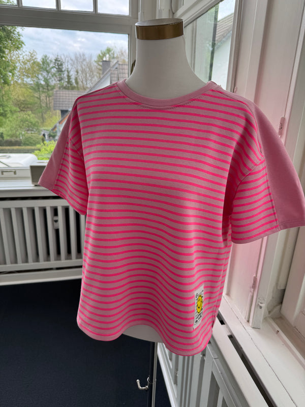 T Shirt gestreift smile pink