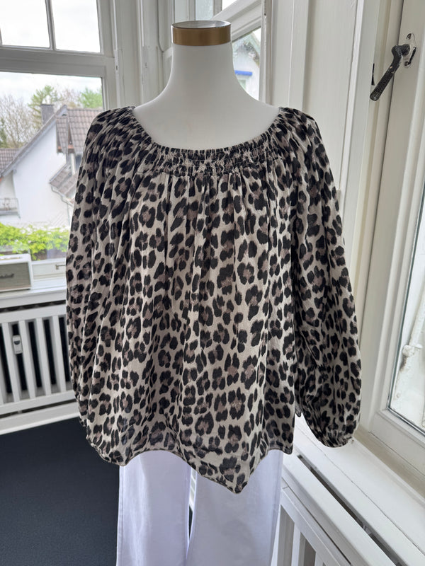 Bluse leopard oversized braun