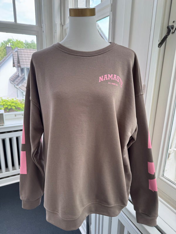 Sweatshirt Namaste Taupe/rosa