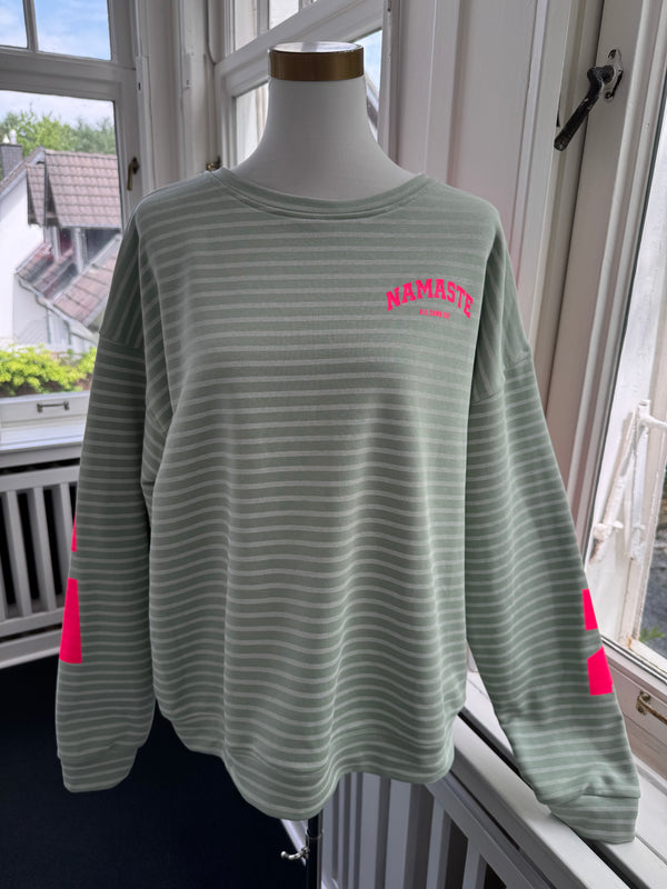 Sweatshirt namaste gestreift mint/pink