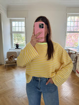 Gestreiftes Oversize Oberteil – weite Ärmel – kastiger Schnitt – One Size (36–42) gelb/neon