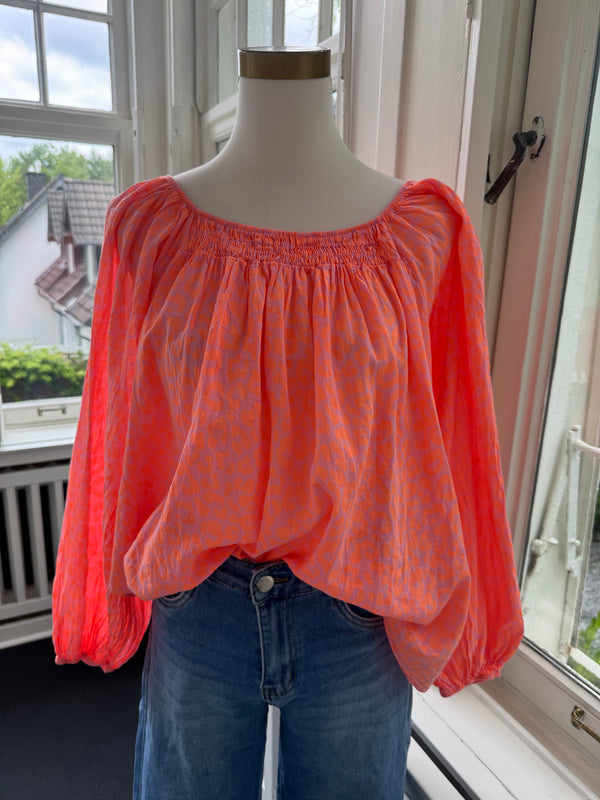 Bluse leopard oversized orange