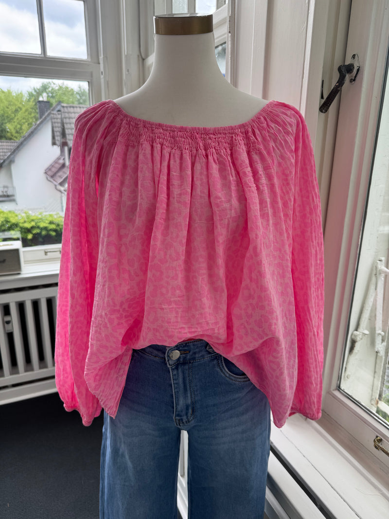 Bluse leopard oversized pink