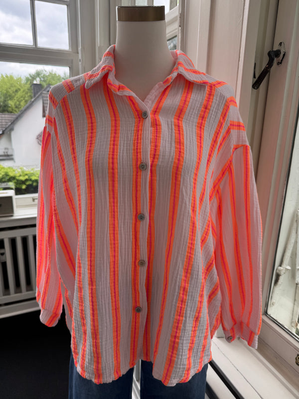 Musselin hemd gestreift orange