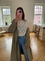 Spitzen T-Shirt transparent & figurbetont – One Size (36–40) Weiß