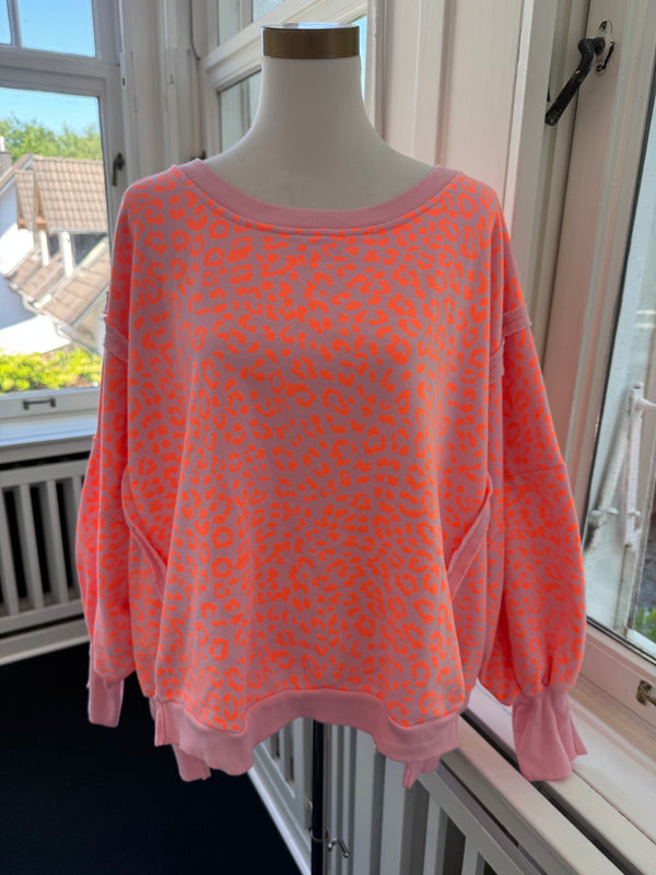 Sweatshirt oversized leo schlitz an der Seite orange
