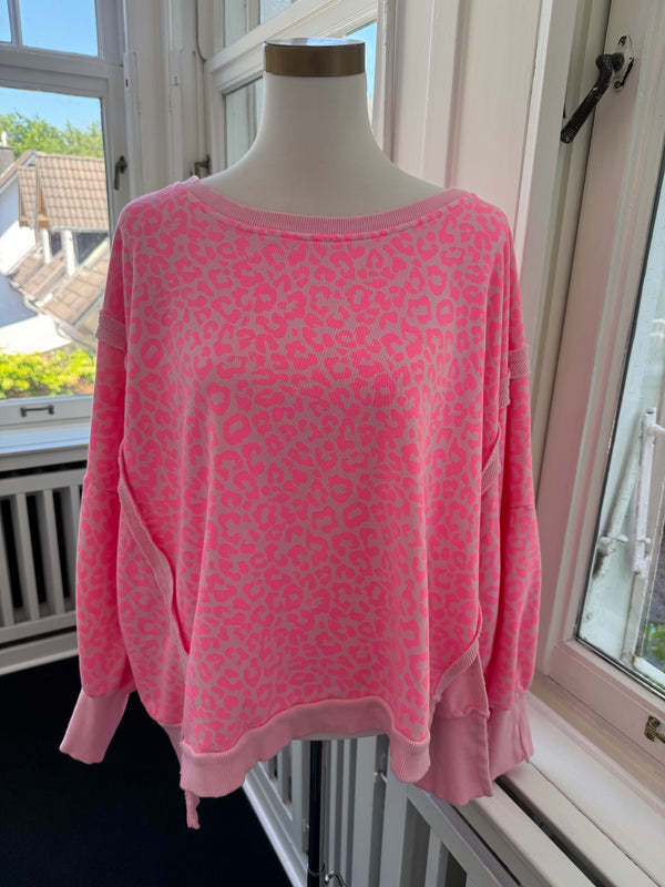 Sweatshirt oversized leo schlitz an der Seite pink