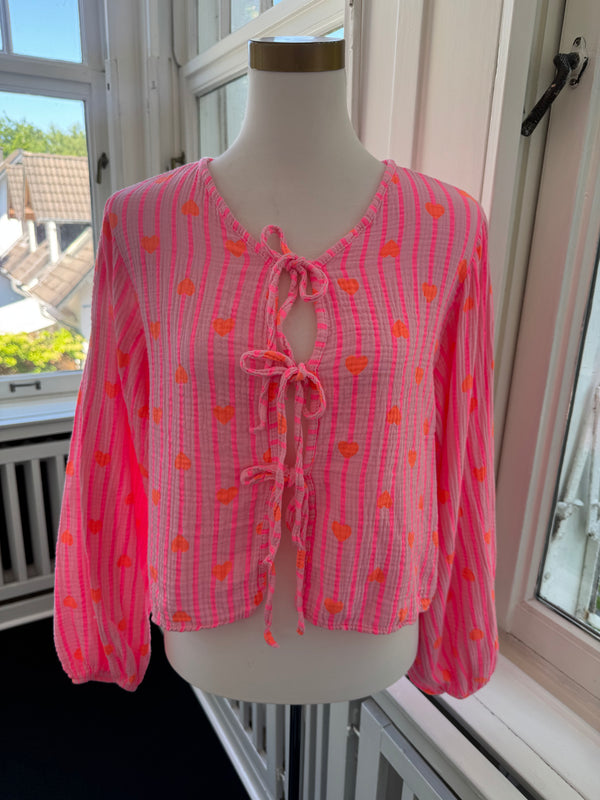 Musselin bluse heart pink
