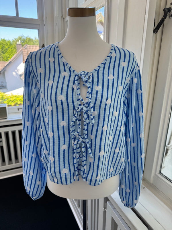 Musselin bluse heart babyblau