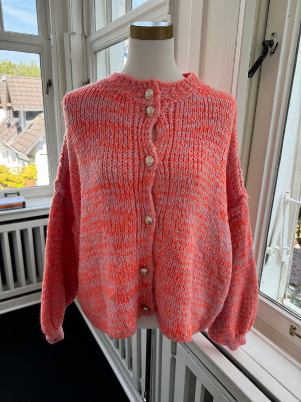 Strickjacke short ballonärmel orange