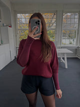 Feinstrick Halbarm Pullover – One Size (36–40) | Edler Viskose-Mix bordeaux