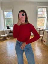 Figurbetontes Kaschmir-Shirt – One Size – Weicher Stretchstoff rot