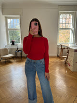 Figurbetontes Kaschmir-Shirt – One Size – Weicher Stretchstoff rot