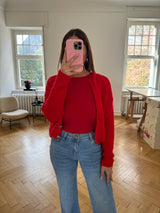 Weiche Strickjacke mit Knopfleiste – kuschelig, kratzfrei & hochwertiger Materialmix rot