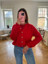 Weiche Strickjacke mit Knopfleiste – kuschelig, kratzfrei & hochwertiger Materialmix rot