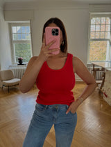 Gerippter Top aus Baumwolle – figurbetont, stretchy & vielseitig (Gr. 36–42) rot