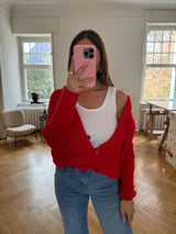 Weiche Strickjacke mit Knopfleiste – kuschelig, kratzfrei & hochwertiger Materialmix rot