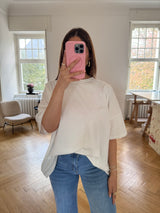 Oversized T-Shirt in Creme mit „26“ Print – minimalistischer Look & lässiger Fit (One Size 36–42) creme