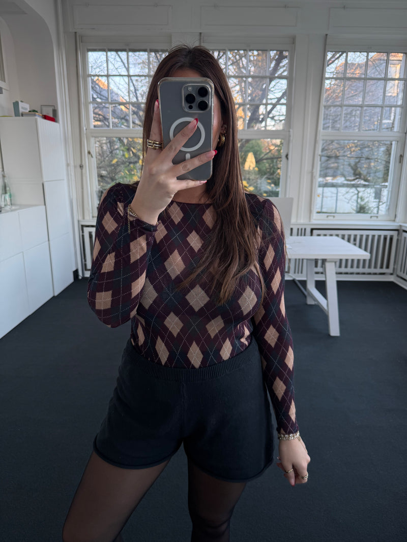 Kaschmir-Style Shirt mit Karo-Muster – Bordeaux