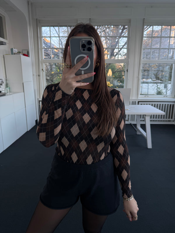 Kaschmir-Style Shirt mit Karo-Muster – Beige