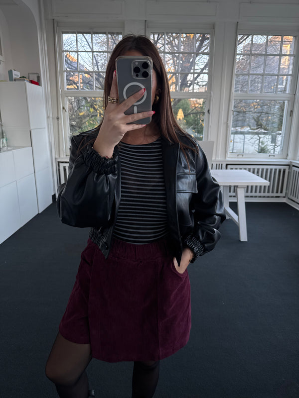 Hosenrock aus Cord mit Gummibund – One Size (36–40) bordeaux