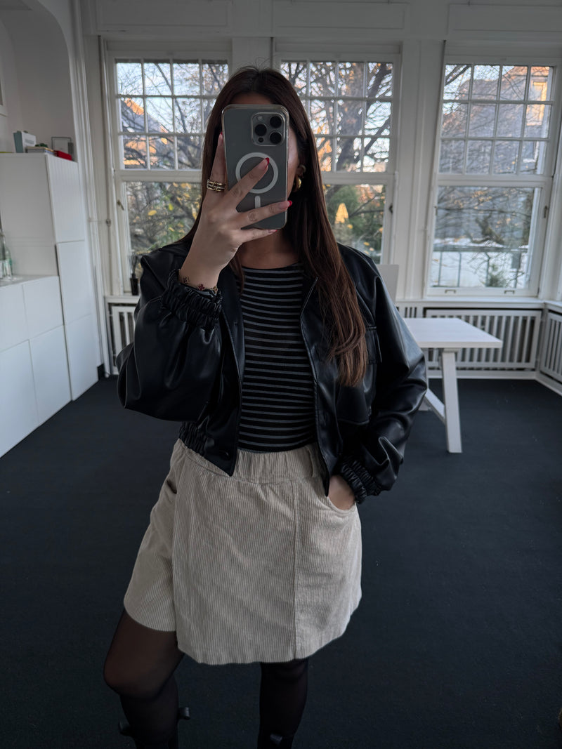 Hosenrock aus Cord mit Gummibund – One Size (36–40) beige